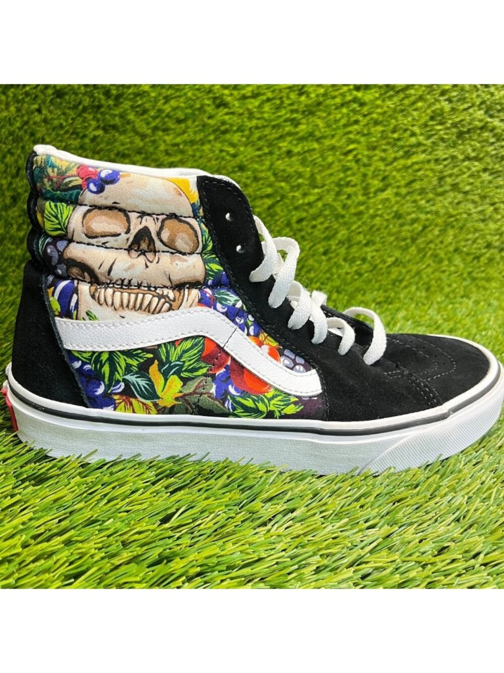 Vans Sk8-Hi Fruit Skull Womens Size 8.5 Mens 7 Black Gum Athletic Shoes Sneakers